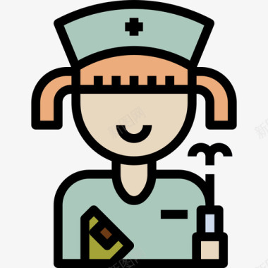 护士职业16肤色图标图标