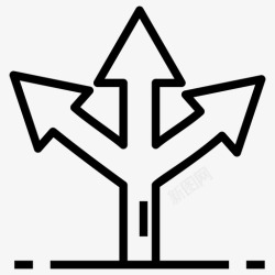 三向三向交叉口方向箭头路径图标高清图片