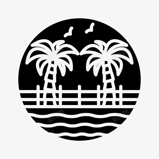 海滩水上棕榈树图标svg_新图网 https://ixintu.com 度假 棕榈树 水上 海滩 海滩图标实心 海边
