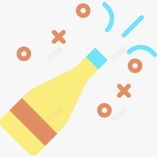 香槟派对和庆祝19平的图标svg_新图网 https://ixintu.com 平的 派对和庆祝19 香槟