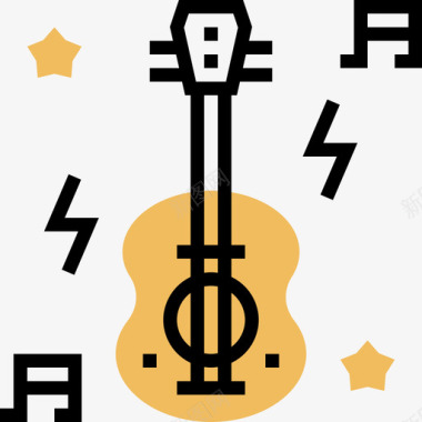吉他摇滚乐7黄影图标图标