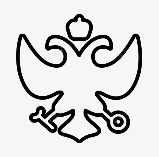 俄罗斯盾徽鹰图标svg_新图网 https://ixintu.com 俄罗斯 国家 盾徽 联邦 轮廓