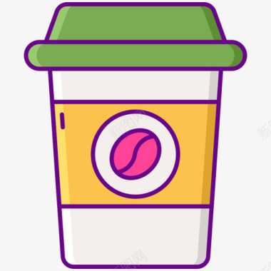 咖啡杯共工作空间5线性颜色图标图标
