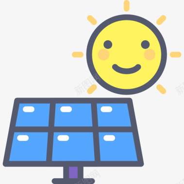 太阳能电池板生态168线性颜色图标图标