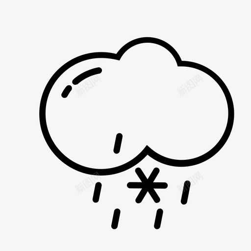 雨加雪svg_新图网 https://ixintu.com 雨加雪 线性 扁平 精美 简约 圆润 单色