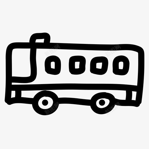公共汽车涂鸦手绘图标svg_新图网 https://ixintu.com 交通 公共 公共汽车 手绘 涂鸦