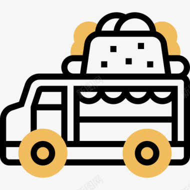 食品车街头食品和食品卡车司机3黄色阴影图标图标