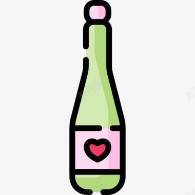 香槟爱情87线性颜色图标图标