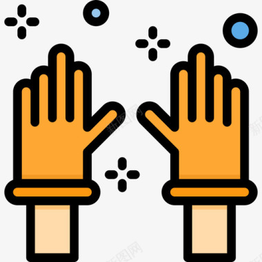 清洁手套51号线性颜色图标图标
