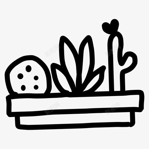 仙人掌植物学涂鸦图标svg_新图网 https://ixintu.com 仙人掌 手绘 植物 植物学 涂鸦 盆栽植物