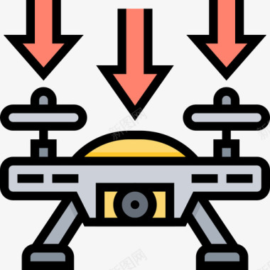 着陆无人机3线性颜色图标图标