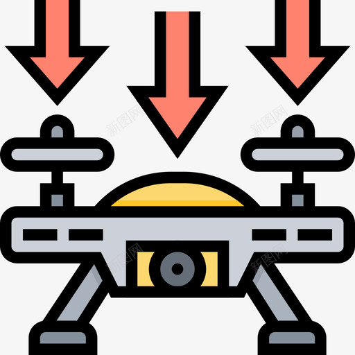 着陆无人机3线性颜色图标svg_新图网 https://ixintu.com 无人机 着陆 线性 颜色