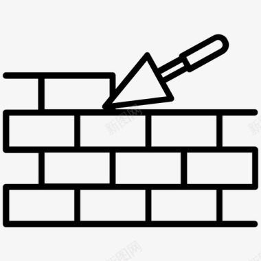 抹砖工程建筑砖墙图标图标