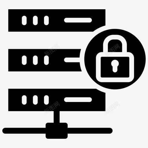 锁定数据库安全黑填充图标svg_新图网 https://ixintu.com 安全黑填充 锁定数据库