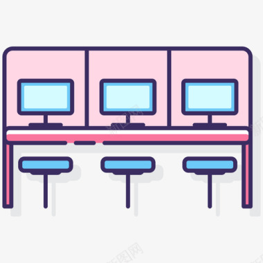 办公室共工作空间6线性颜色图标图标