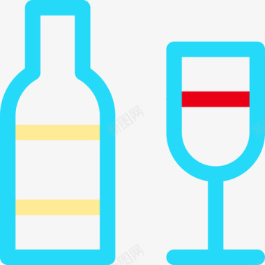 葡萄酒野餐41线性颜色图标图标