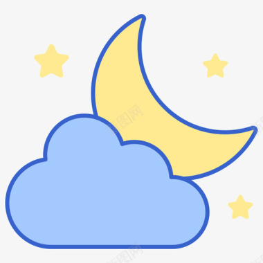 多云的夜晚221号天气线性颜色图标图标