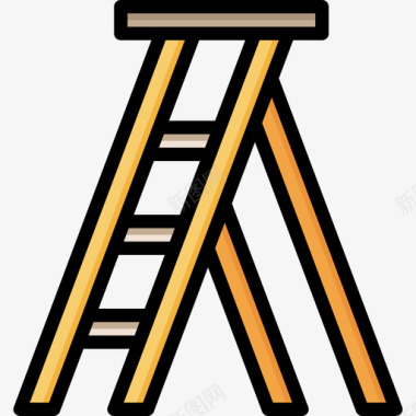 梯子建筑和施工3线颜色图标图标