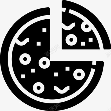 披萨街头食品和食品卡车司机4字形图标图标