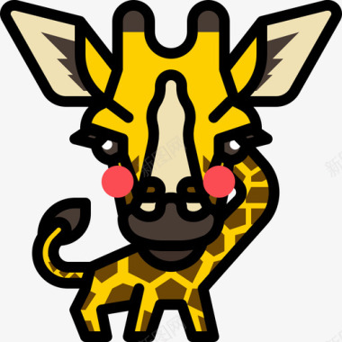 长颈鹿动物17线性颜色图标图标