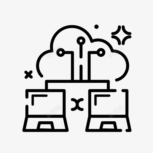 笔记本网络云连接图标svg_新图网 https://ixintu.com 信和 服务器 笔记本 网络 连接 通信