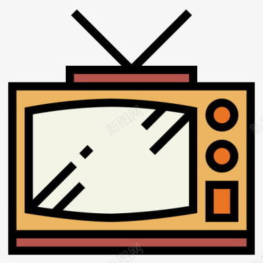 电视复古11线性颜色图标图标