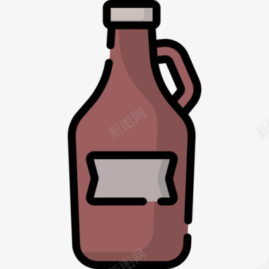 瓶啤酒34线性颜色图标图标