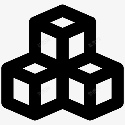立方体块构建图标svg_新图网 https://ixintu.com 元素 分析 块 构建 立方体