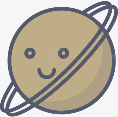 土星太空天气线性颜色图标图标