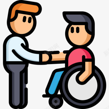 伙伴关系残疾人援助3线性颜色图标图标