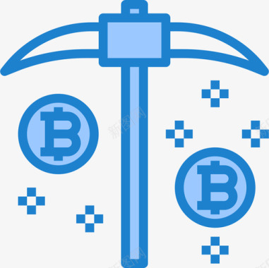 采矿比特币77蓝色图标图标