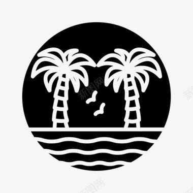 海滩水上棕榈树图标图标