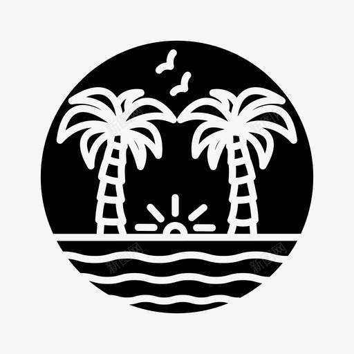 海滩水上棕榈树图标svg_新图网 https://ixintu.com 图标 实心 度假 棕榈树 水上 海滩 海边