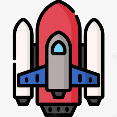 火箭技术88线性颜色图标图标