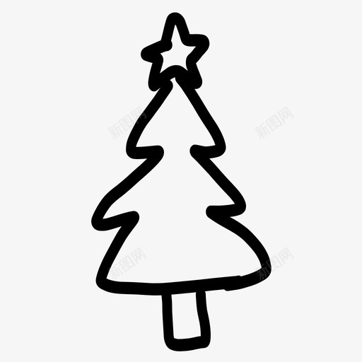 圣诞树涂鸦手绘图标svg_新图网 https://ixintu.com 圣诞树 手绘 涂鸦