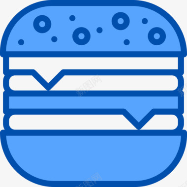 汉堡食品和饮料8蓝色图标图标