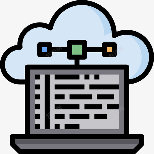 用户界面云技术14线颜色图标svg_新图网 https://ixintu.com 技术 用户界面 颜色