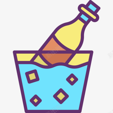 香槟酒柜派对和庆典23线性颜色图标图标