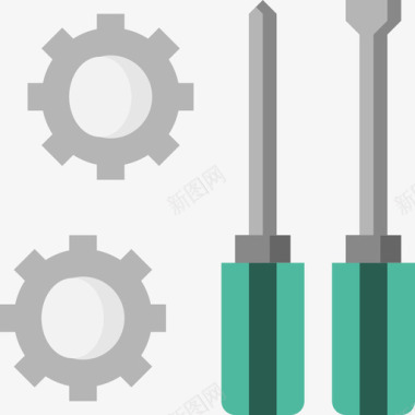 齿轮生活方式30扁平图标图标