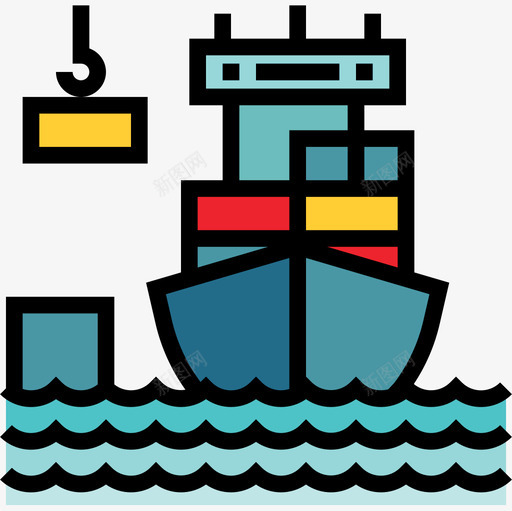 货船工业50线型颜色图标svg_新图网 https://ixintu.com 工业50 线型颜色 货船