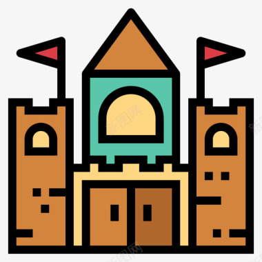 城堡公平36线性颜色图标图标
