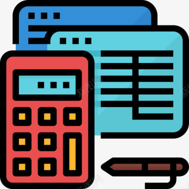 分类帐会计和财务3线颜色图标图标