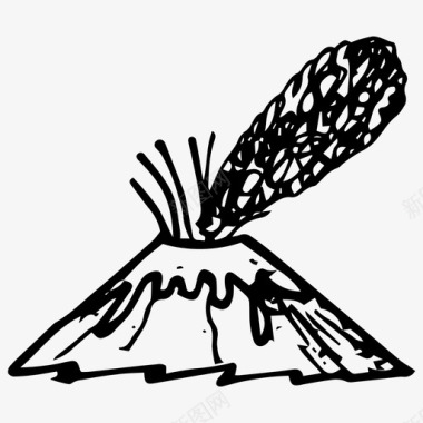 火山喷发熔岩图标图标