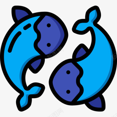 鱼瓷器35线色图标图标