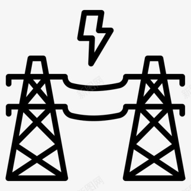 供电杆电流传输铁塔图标图标