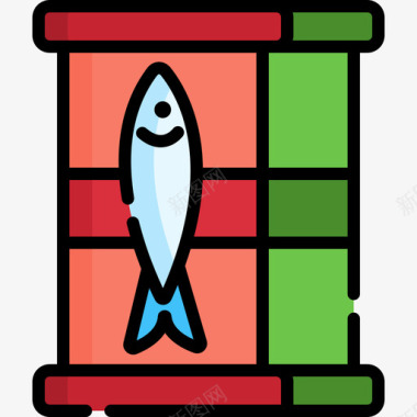 沙丁鱼葡萄牙5线形颜色图标图标