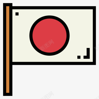 国旗日本41线颜色图标图标