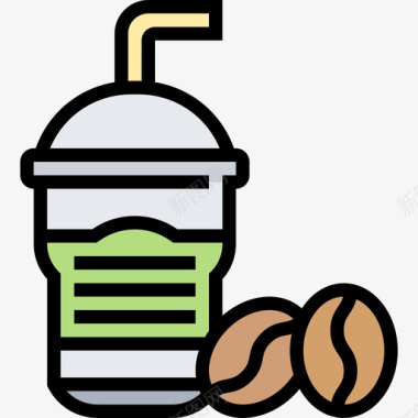 冰咖啡咖啡57线性颜色图标图标