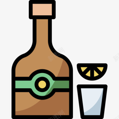酒精饮料31线性颜色图标图标