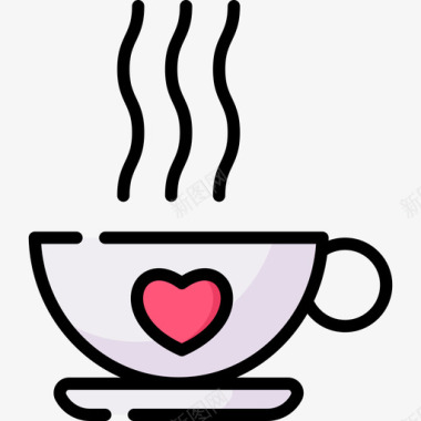 咖啡爱情87线性颜色图标图标